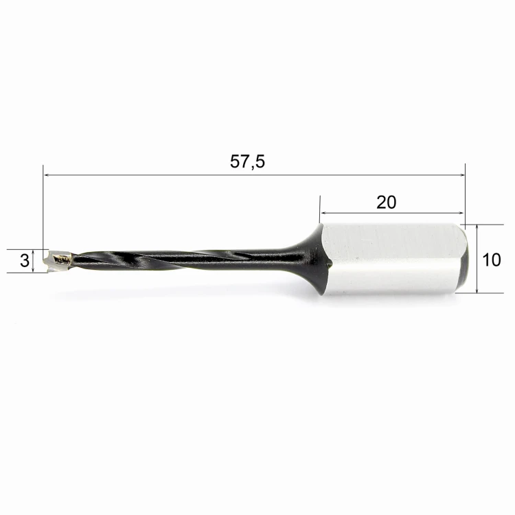 wiertło nieprzelotowe HM 3 x 57 s10 prawe