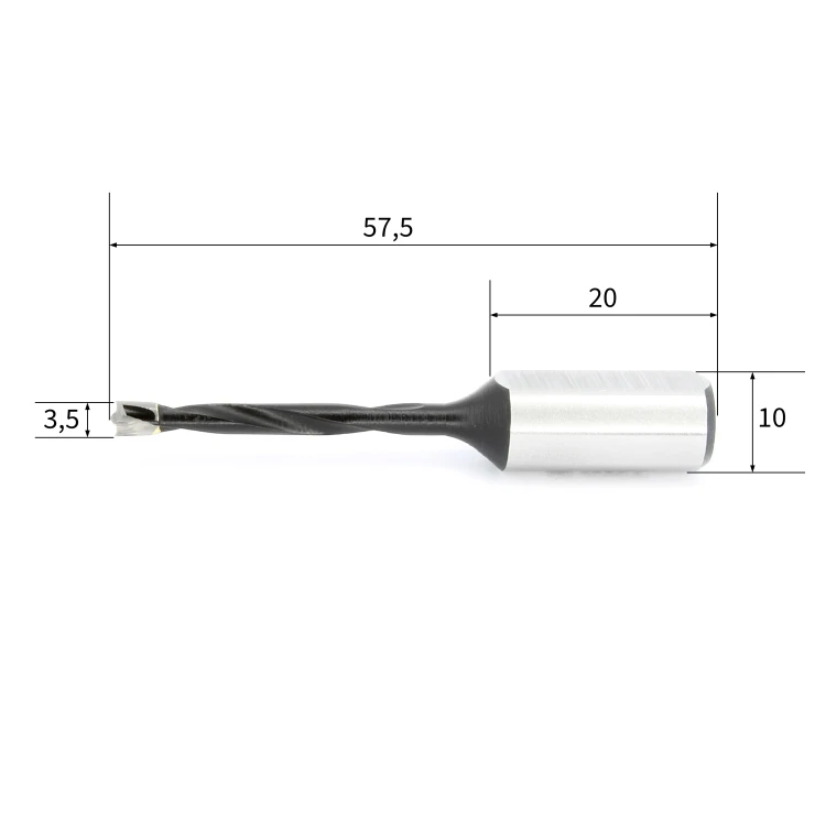 wiertło nieprzelotowe HM 3,5x57 s10x20 prawe